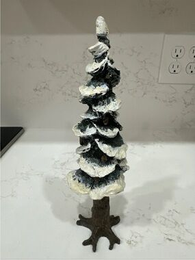 Dept 56 Resin Frosted Tree with Pinecones 10.5" Tall